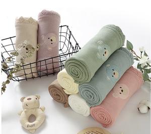 Customizable 100% Cotton Knitted <strong>Baby</strong> <strong>Blanket</strong> with Bear Swaddle Wrap <strong>Personalised</strong> Bedding <strong>Baby</strong> <strong>Blankets</strong> for Newborns - Product Image 2