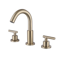 Robinet de lavabo moderne noir en alliage de zinc poli, à montage sur plan, double, à trois trous, avec double poignée et cartouche céramique