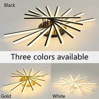 Lustre noir créatif moderne, ligne rotative, art minimaliste, plafonniers ultra fins