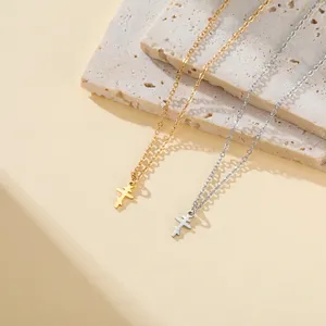 قلادة صليب أرثوذكسي مطلية بالذهب، صليب يسوع من الفولاذ المقاوم للصدأ، قلادة صليب للنساء والرجال، مجوهرات تميمة - Product Image 2