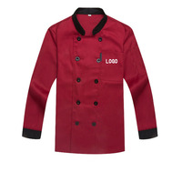 Chemise de travail de cuisine en coton sergé personnalisée avec logo brodé, manches longues, anti-rides, veste de chef de restaurant, uniforme de cuisine d'hôtel