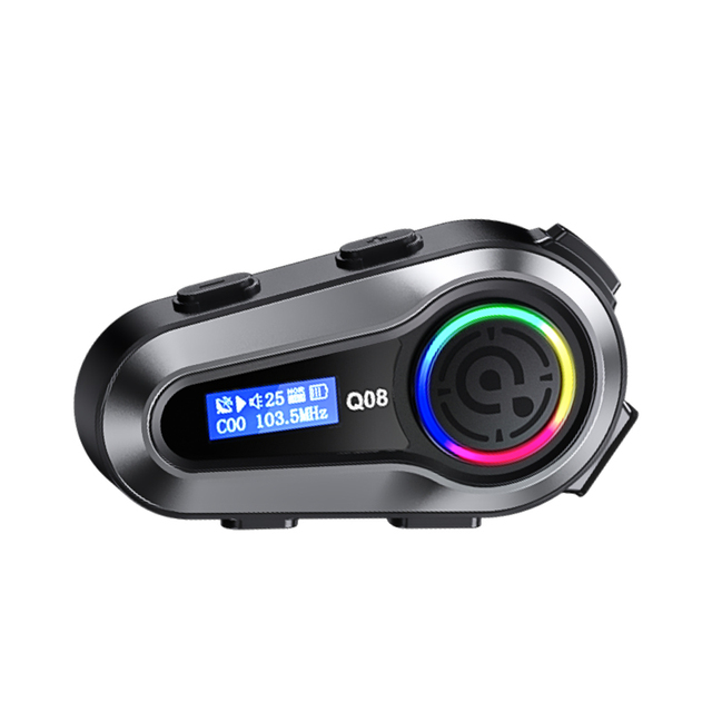 Q08 LCD Display Voice Assistant FM Radio Wireless Blue Tooth Headset for Motorcycle Helmets Speakers