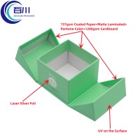 Caja de Regalo de Cartón Rígido con Logotipo y Patrón de Papel Recubierto Reciclable, para Frascos, Joyería o Productos Cosméticos para el Cuidado de la Piel