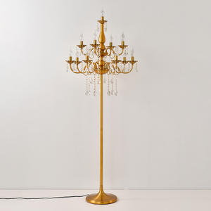 Lampe sur pied en cristal et fer doré de style nordique avec douille E14 pour salon, décorations de mariage, haute qualité <span class=keywords><strong>CAMILLE</strong></span> CML210 - Product Image 1