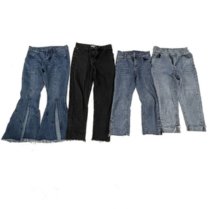 Venta al por mayor a granel usado mezcla surtido de mujeres pantalones cuadrados pacas de segunda mano primera elección señora Jeans Ukay Thrift señoras novio pantalón - Product Image 5