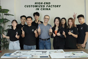 Ensemble de meubles de salle à manger en bois, vintage, classique, décor antique, table à manger avec chaises, en feuille d'or, 8 places - Product Image 6