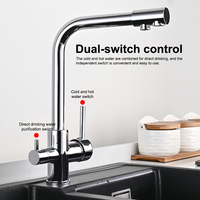 Robinet de cuisine monobloc à poser sur plan, avec double commande et double sortie indépendante, pour eau chaude et froide, en laiton, pour purificateur d'eau