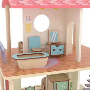 2022新製品ブランドドールハウスおもちゃキッズ家具ハッピーファミリージャイアントDIY子供ロールプレイゲームキッズビッグドールハウス