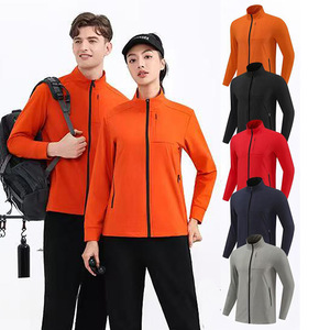 Nouvelle veste de sport d'extérieur automne 2026 pour homme – Col montant zippé intégral en nylon polyamide uni, manches longues, pour fitness, course et entraînement - Product Image 1