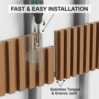 Panel de Pared Acústico WPC con Diseño Moderno de Rayas y Cuadros para Dormitorio y Taller