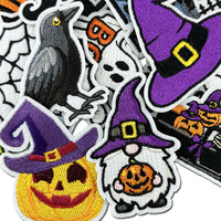 Patch Bordir Labu Hantu Halloween Kecil Lucu, Tempel Setrika, Aplikasi Jaring Laba-laba, Kelelawar, dan Penyihir untuk Pakaian, Tas, dan Kaus Kaki Anak Laki-laki dan Perempuan