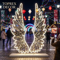 IP65 Su Geçirmez 3D LED Melek Kanatları Heykeli İnteraktif Fotoğraf Prop'u Dış Mekan Motifi Noel Işık Gösterisi Ticari Dekorasyon