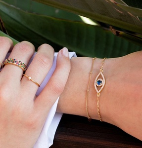 LOZRUNVE Dainty 925 Silver <span class=keywords><strong>Hamsa</strong></span> Evil Eye <span class=keywords><strong>Pulseras</strong></span> de plata para mujer Joyería - Product Image 2