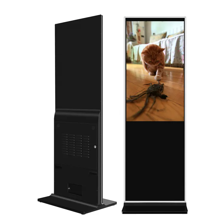 Papan reklame Digital LED/LCD HD tampilan pemutar iklan dalam ruangan 4k kios layar sentuh Tv vertikal berdiri Lantai
