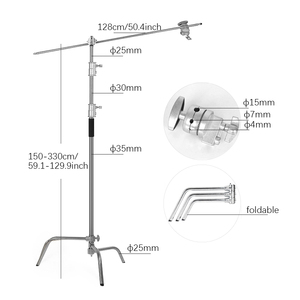 3.3M Nhiếp Ảnh C Đứng Ánh Sáng Đứng Nhiệm Vụ Nặng Nề Thép Không Gỉ Ma Thuật Chân Cánh Tay Crossbar Grip Head Tripod Girafa Hỗ Trợ Đứng - Product Image 3