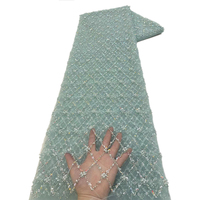 Tissu de Luxe NI.AI pour Mariage en Dentelle Nette Brodée de Paillettes, Tissu Africain Perlé avec Séquences et Perles
