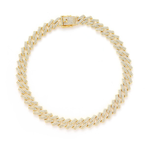 Necklace <b>Bracelet</b> - All Water <b>Crystals</b> - Cuban Chain - Strip Double Row - Buckle - Hip-hop DIY Accessory Tanjing Fashion - Product Image 5