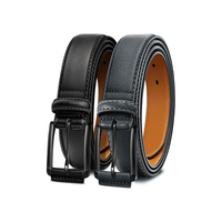 Ceinture pour homme en cuir véritable décontractée de 4.45 cm à boucle ardillon classique personnalisable Ensemble deux pièces