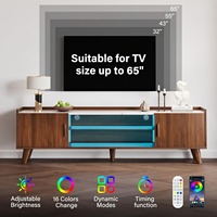 Vente en gros de meuble TV de 65 "moderne à haute brillance style placage de marbre extensible LED Divertissement avec prises de courant Rangement caché
