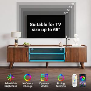 סיטונאי מודרני מבריק גבוהה סגנון פורניר הוביל בידור 65 "טלוויזיה לעמוד עם שקעים כוח אחסון מוסתר - Product Image 6