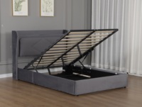 Lit de rangement réglable hydraulique rembourré en velours Willsoon avec tête de lit LED Lit doux moderne tufté en diamant écologique