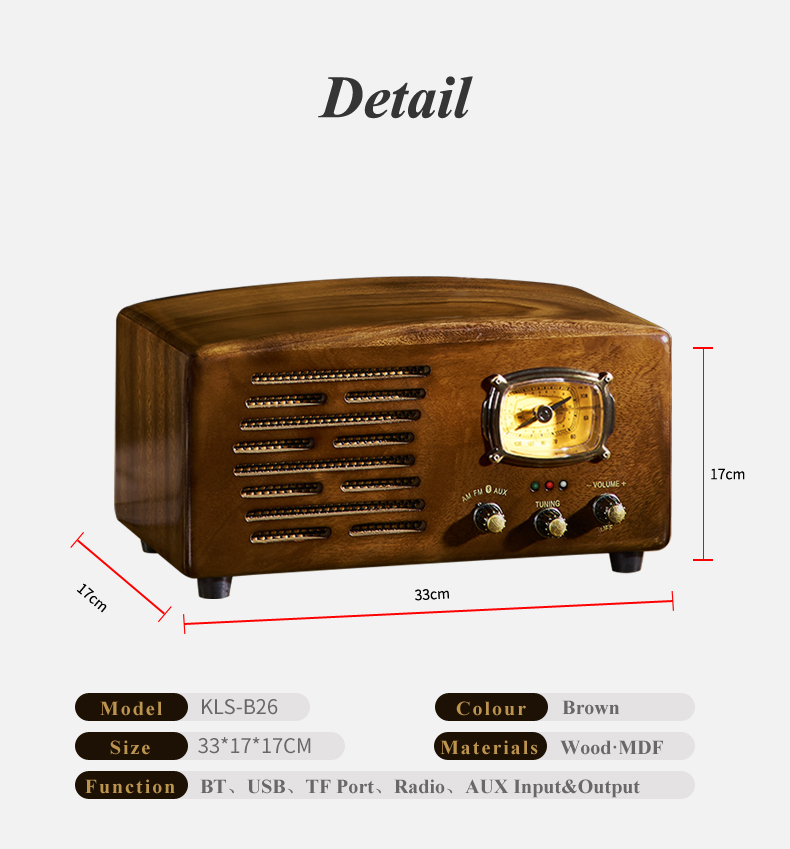 Classic design type portable vintage retro wooden FM radio with high quality