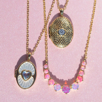 Collier Cascade Ombré en Opale Rose Gemnel Couleurs Personnalisées, Chaîne Câble en Argent 925 Plaqué Or 18K