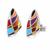 Grosir Fashion Kancing Manset Logam Enamel Pria Pola Kustom untuk Kemeja Prancis Aksesoris Jas Bisnis Pernikahan
