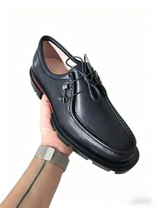 Zapatos de Vestir Estilo Británico para Hombre, de Cuero Vacuno, Hechos a Mano, con Cordones, con Aumento de Altura, Diseño Sólido, para Primavera - Product Image 3