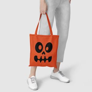 DLBZ - Bolsa de Mano Multifuncional Promocional de Lona de Algodón con Diseño de Cara de Halloween, Reutilizable, Portátil, Orgánica, Color Naranja, Personalizada - Product Image 4
