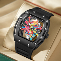 Montres de couple sportives noires avec bracelet en caoutchouc résistant à l'eau et mouvement à quartz chinois