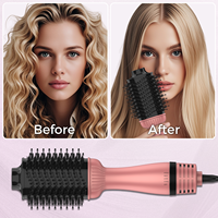 Brosse à air chaud ionique professionnelle 1300W 4-en-1 : sèche-cheveux, lisseur, boucleur, diffuseur, démêloir – Idéale pour salon et hôtel