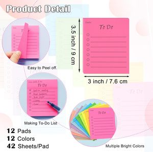 Sticky <strong>Note</strong> Message <strong>Note</strong> To DO Planner Fluorescent Paper Notepad Self-adhesive Decorative Sticker Customizable LOGO - Product Image 4