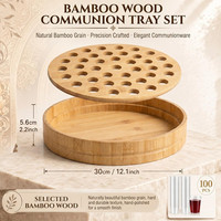 Plateau de service en bois de qualité supérieure pour la communion chrétienne, élégant, avec gobelets jetables
