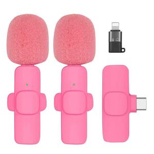 Micrófono Lavalier Inalámbrico de Doble Canal con 1 Receptor y 2 Transmisores, <span class=keywords><strong>Clip</strong></span> con Cancelación de Ruido <span class=keywords><strong>para</strong></span> Estudio, iPhone, <span class=keywords><strong>Android</strong></span>, Cámara - Product Image 1