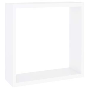 W2B VidaXL Set di 3 bianco MDF muro cubo scaffali piccolo cubo in legno cubo modello di pianta rustico per soggiorno cucina decorazione della parete - Product Image 5