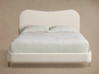 Lit de Luxe Moderne en Bois Massif, Modèle Designer Danny, Lit Capitonnée Camelback pour Chambre Parentale, Ensemble de Meubles de Luxe