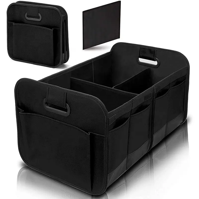 Özel logo siyah oxford Premium çok fonksiyonlu katlanabilir araba gövde organizatör katlanabilir araba saklama çantası organizatör kutusu