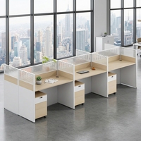 Poste de travail en îlot de bureau, bureau informatique moderne en bois, station de travail avec cloison pour employés, ensemble de mobilier de direction