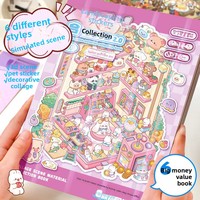 Livre d'autocollants 3D pop-up de maisons de dessins animés, scène miniature, décorations éducatives pour agenda et journal pour enfants