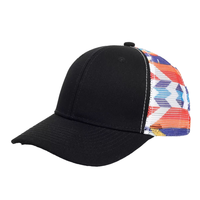 Nueva gorra de béisbol de malla geométrica de algodón vintage versión coreana diseño de retazos colorido patrón de letras sombrero de camionero común 3D