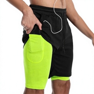 Custom Logo Men's Double <b>Layer</b> Blank Sports Athletic Workout Running Gym Shorts With Liner Breathable 2 In 1 Activewear Shorts - Product Image 1