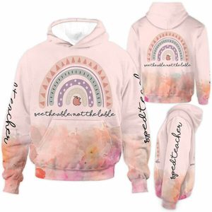 Sudadera con Capucha Unisex Larga de Invierno con Estampado de Arcoíris Personalizado para Profesores, Personal Escolar, MOQ Bajo - Product Image 1