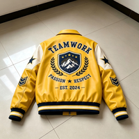 Blouson universitaire OEM, coupe ample, style motard, personnalisable, épaules tombantes, en cuir brodé, streetwear, fabrication usine