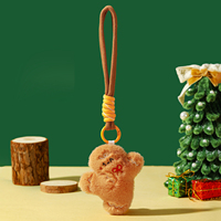 Porte-clés en fourrure écologique sur le thème de Noël, décoration suspendue douce, cadeau pour la saison des fêtes