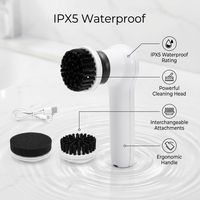 Cepillo de Limpieza Eléctrico Turbo Scrubber, Batería de 1300 mAh, Resistente al Agua IPX5, Mini Cepillo Limpiador con Carga Tipo-C para Ventanas y Encimeras