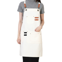 Tabliers de travail unisexes pour cuisine et restaurant avec poches, tabliers de chef et de serveur bleus, logo personnalisable