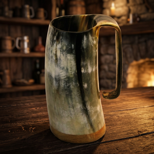 Jarra de Cerveza Hecha a Mano con Cuerno de Búfalo Real, Vasos de Cerveza con Forma Natural, Impermeables, Decorativos, para Uso en Bares - Product Image 1