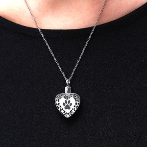 Kalung besi tahan karat desainer Vintage kalung kremasi hewan peliharaan kalung hati pasangan modis perhiasan wanita - Product Image 6