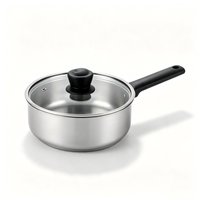 Casserole en acier inoxydable avec couvercle en verre, pot de cuisson multi-usages compatible avec les cuisinières à gaz, électriques et à induction